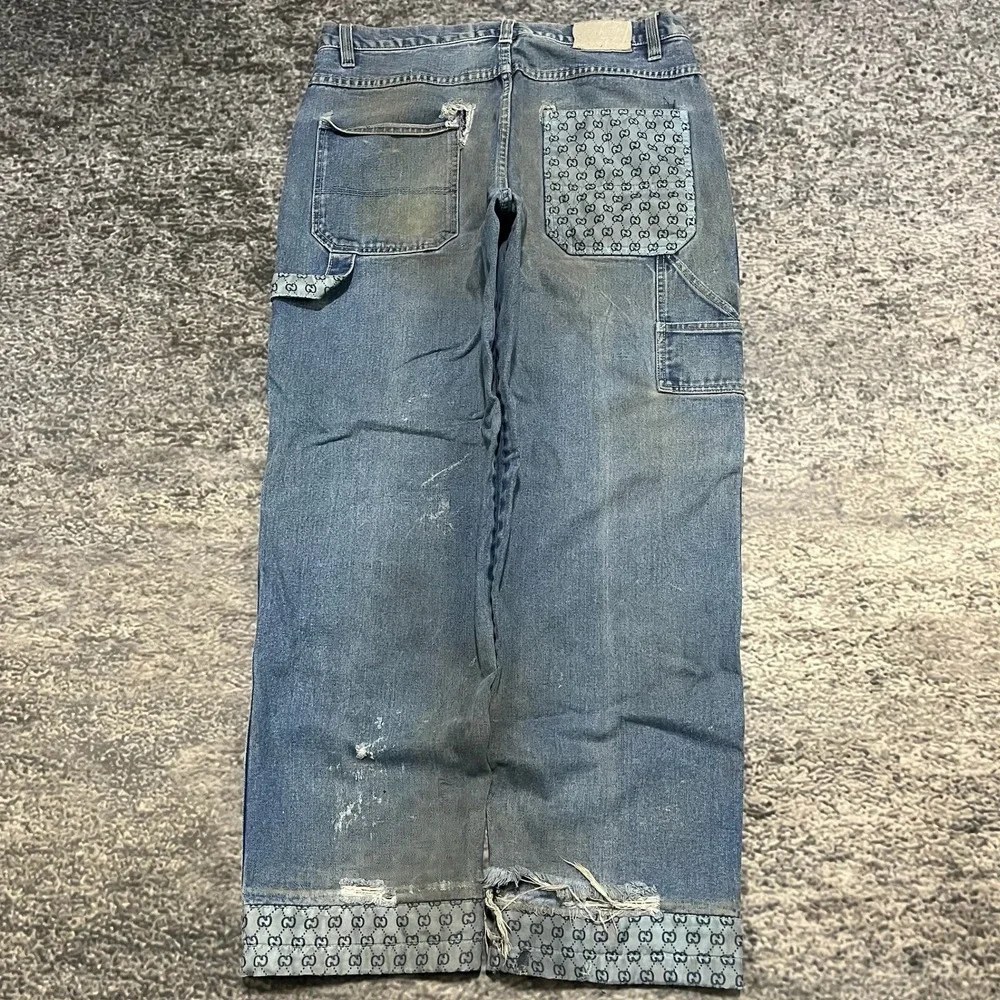 Vintage‎ Godbody Jeans Mens 36x32 Blue Distressed Carpenter Baggy Wide Leg Y2K